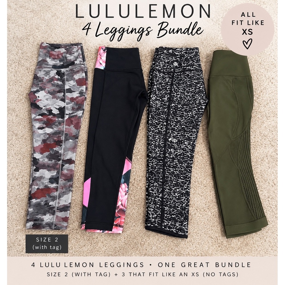 Lululemon Women's Leggings Bundle Lot of 4 Size 2 XS Camo Floral Mesh